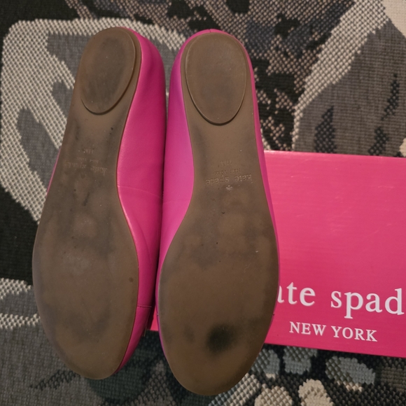 Kate Spade Braylee Deep Pink Nappa Flats with Gold Bow - Picture 6 of 6